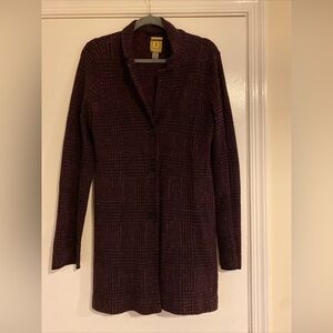 Damask Italian yarn plum knit long cardigan size M